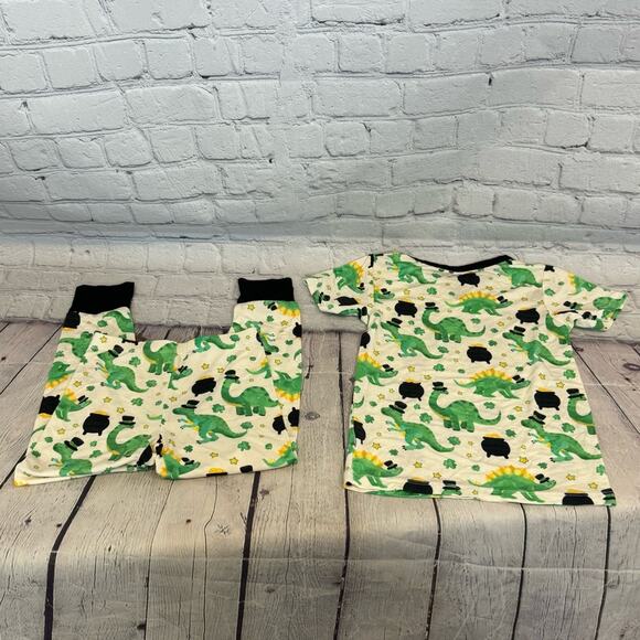 Birdie Bean St. Patricks Day Dinosaur 2 Piece Bamboo Set - Picture 3 of 3